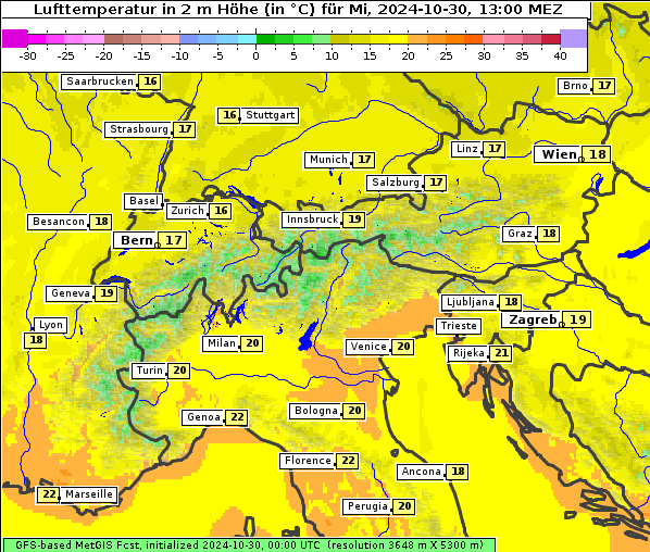 Temperatur, 30. 10. 2024