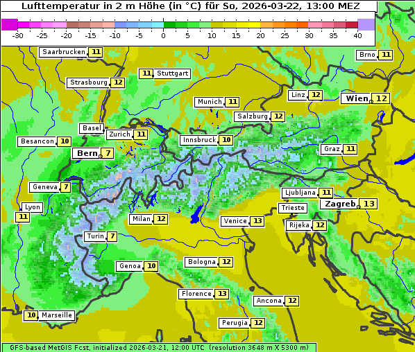 Temperatur, 22. 3. 2026