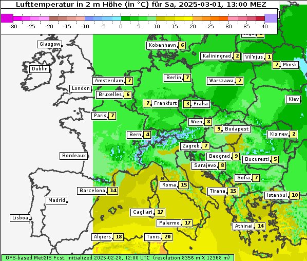 Temperatur, 1. 3. 2025