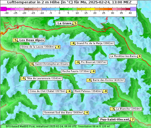 Temperatur, 24. 2. 2025