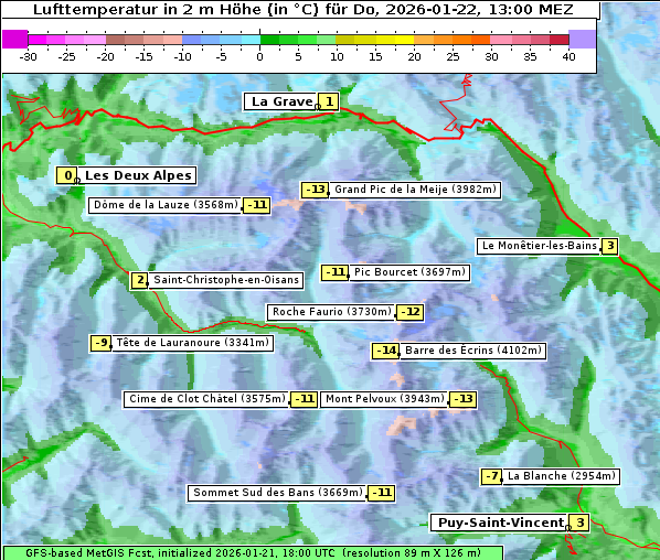 Temperatur, 22. 1. 2026