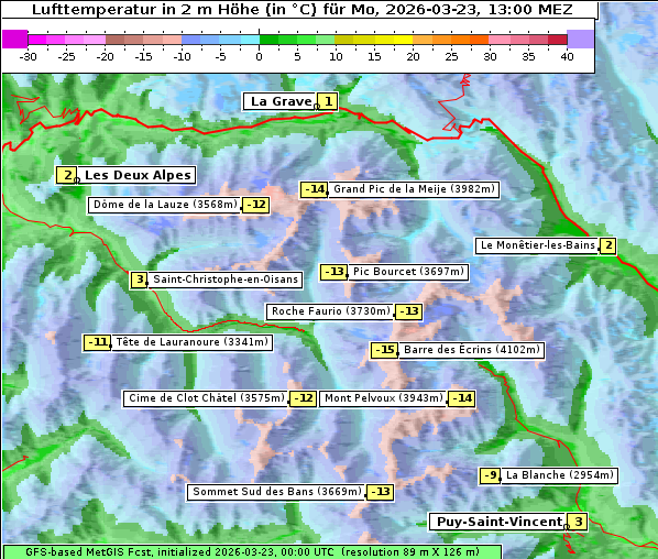 Temperatur, 23. 3. 2026