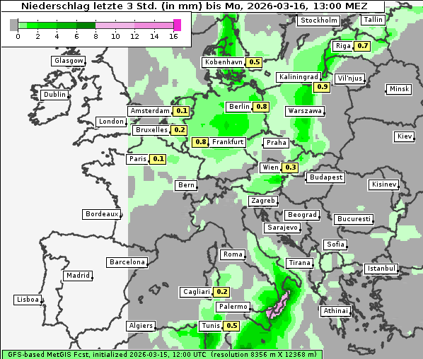 Niederschlag, 16. 3. 2026