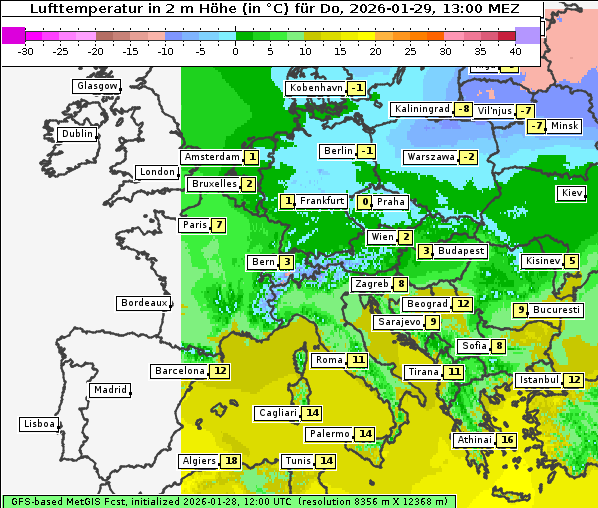 Temperatur, 29. 1. 2026
