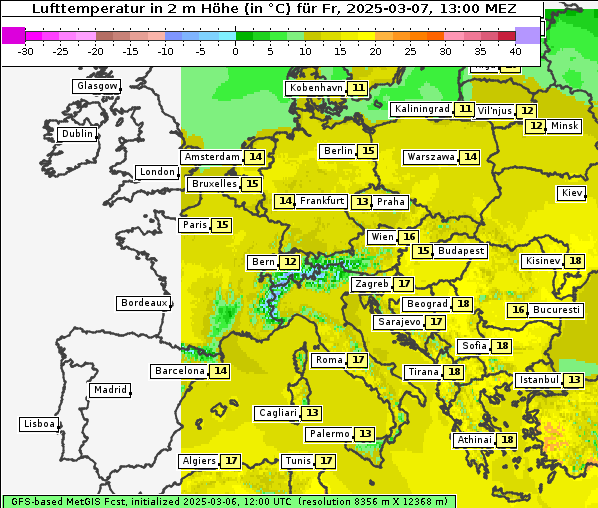 Temperatur, 7. 3. 2025