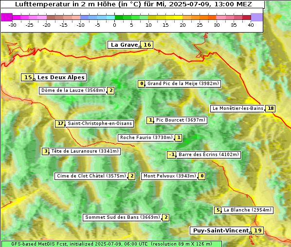 Temperatur, 9. 7. 2025