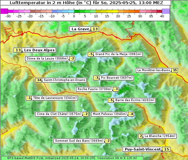 Temperatur, 25. 5. 2025