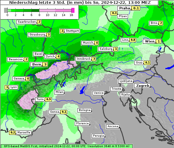 Niederschlag, 22. 12. 2024