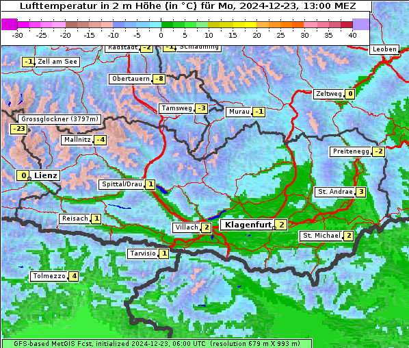 Temperatur, 23. 12. 2024