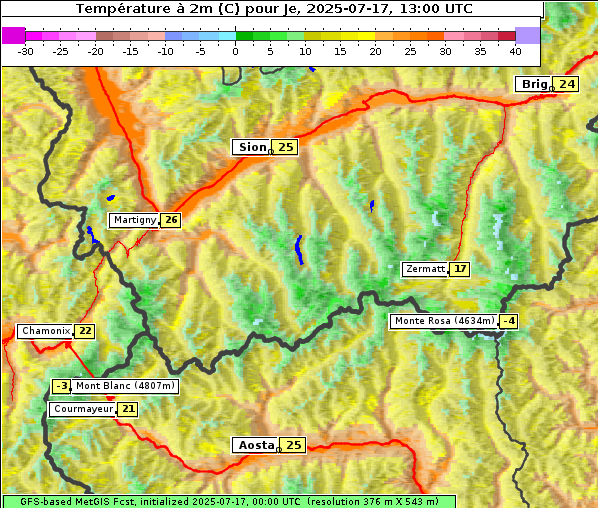 Temperatur, 17. 7. 2025