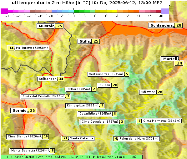 Temperatur, 12. 6. 2025