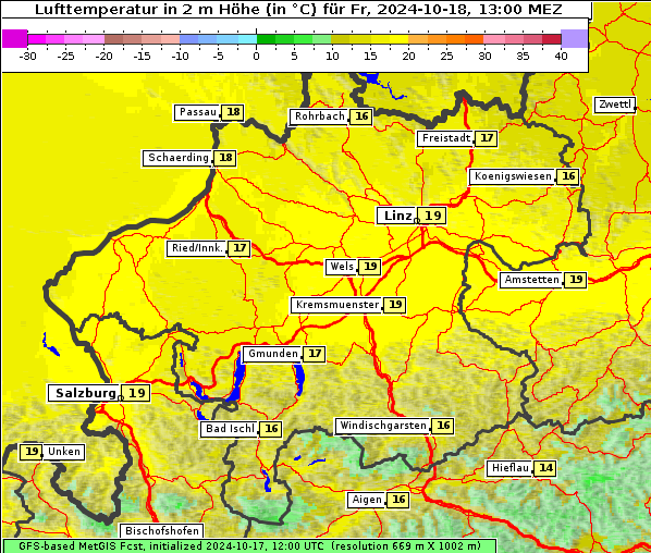 Temperatur, 18. 10. 2024