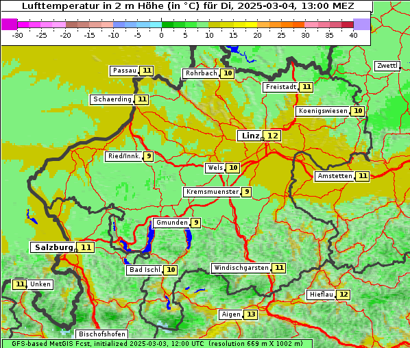 Temperatur, 4. 3. 2025