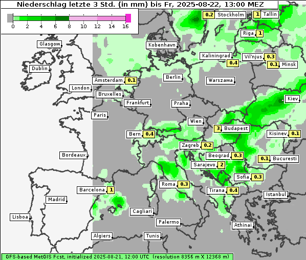 Niederschlag, 22. 8. 2025
