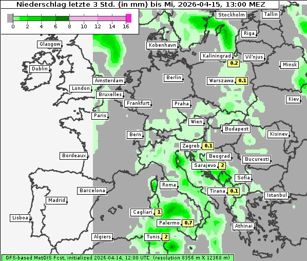 Niederschlag, 15. 4. 2026