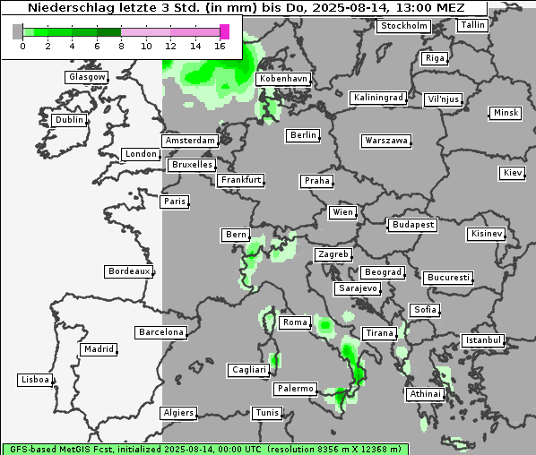 Niederschlag, 14. 8. 2025