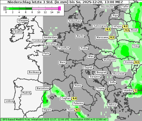 Niederschlag, 28. 12. 2025