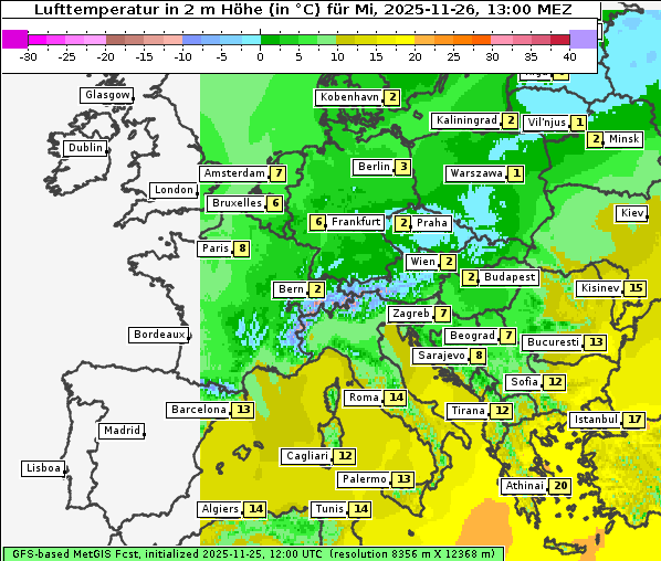 Temperatur, 26. 11. 2025