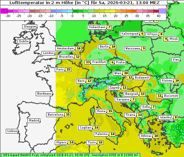 Temperatur, 21. 3. 2026
