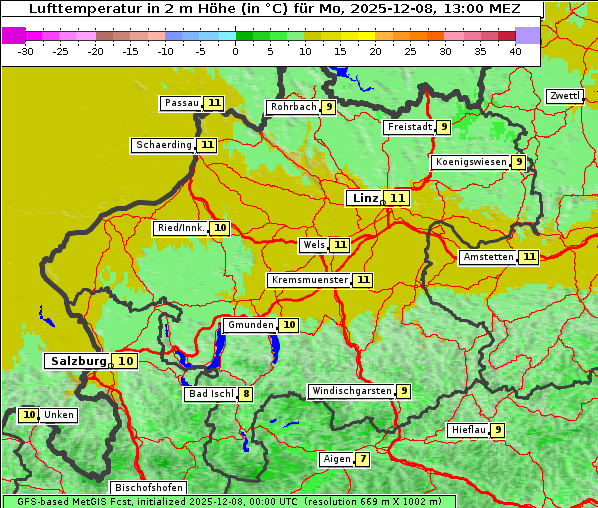 Temperatur, 8. 12. 2025
