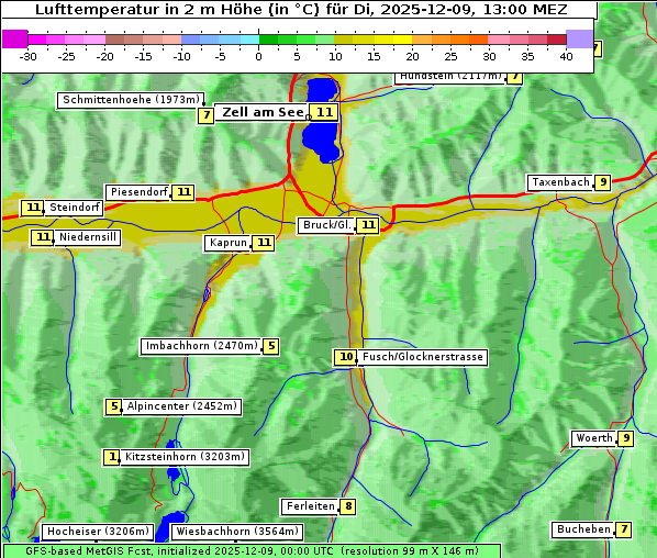 Temperatur, 9. 12. 2025