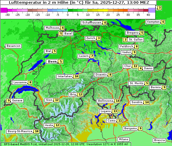 Temperatur, 27. 12. 2025