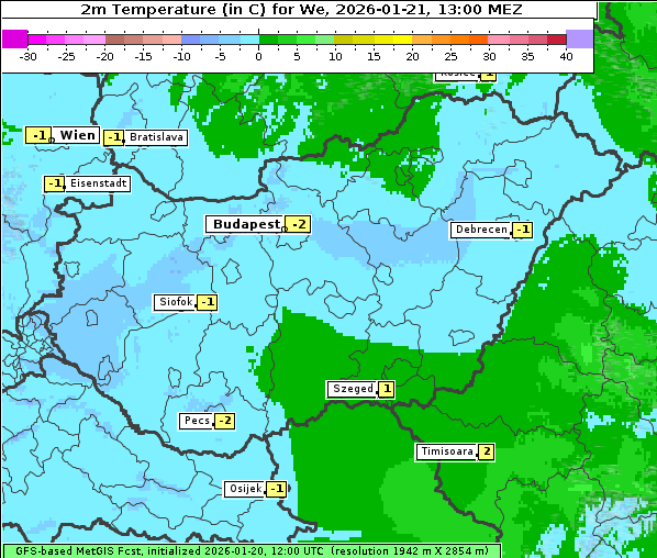 Temperatur, 21. 1. 2026