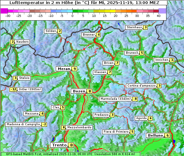Temperatur, 19. 11. 2025
