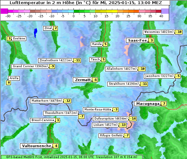 Temperatur, 15. 1. 2025