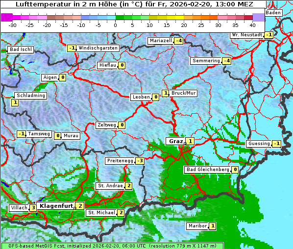 Temperatur, 20. 2. 2026