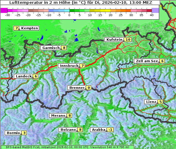 Temperatur, 10. 2. 2026