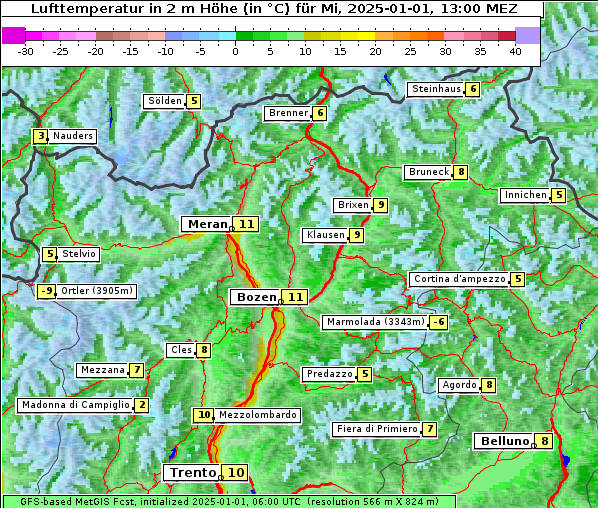 Temperatur, 1. 1. 2025