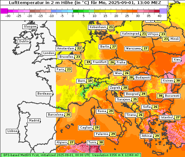 Temperatur, 1. 9. 2025