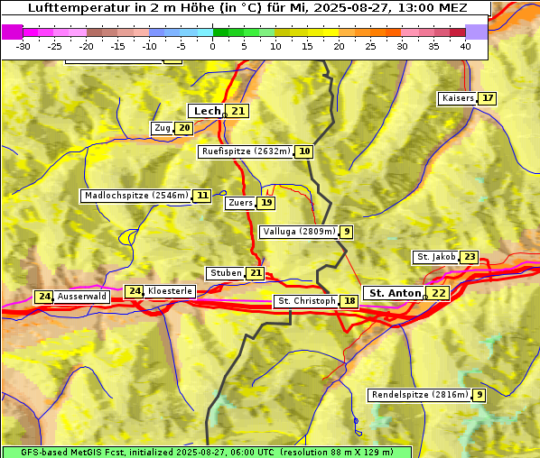 Temperatur, 27. 8. 2025