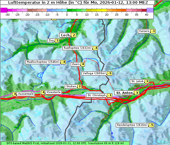 Temperatur, 12. 1. 2026
