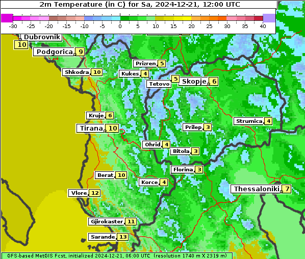 Temperatur, 21. 12. 2024