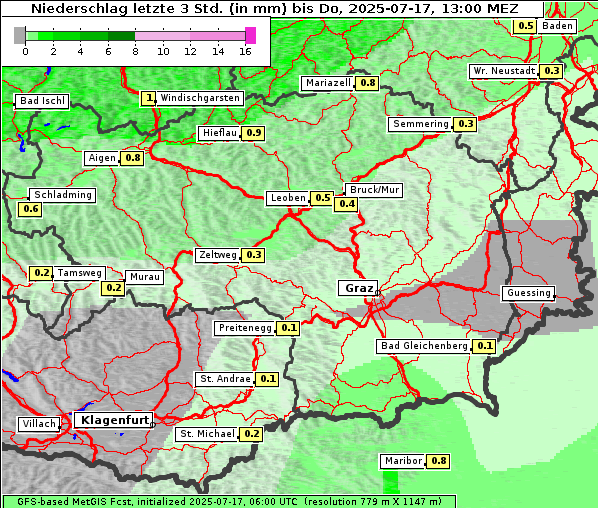 Niederschlag, 17. 7. 2025