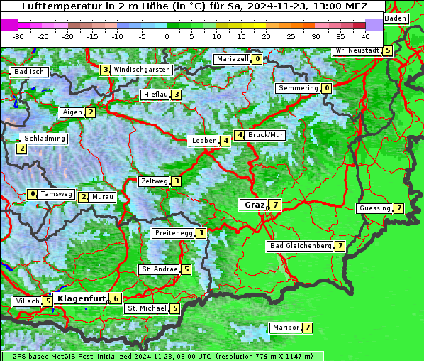 Temperatur, 23. 11. 2024