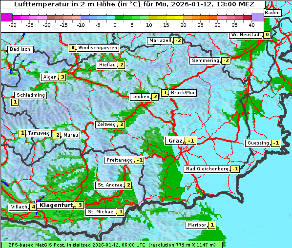 Temperatur, 12. 1. 2026