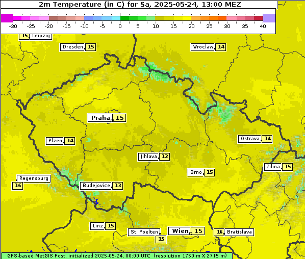 Temperatur, 24. 5. 2025
