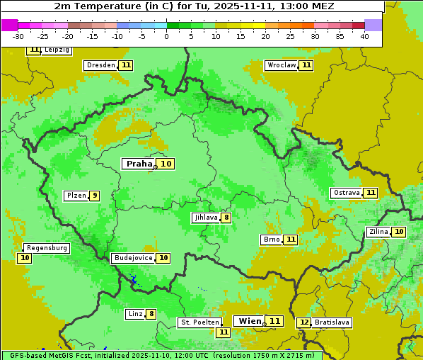 Temperatur, 11. 11. 2025