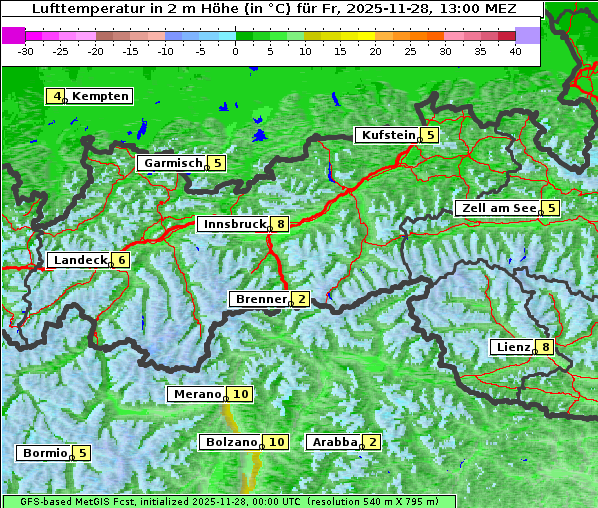 Temperatur, 28. 11. 2025