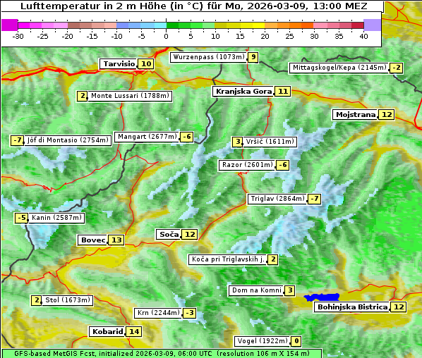 Temperatur, 9. 3. 2026