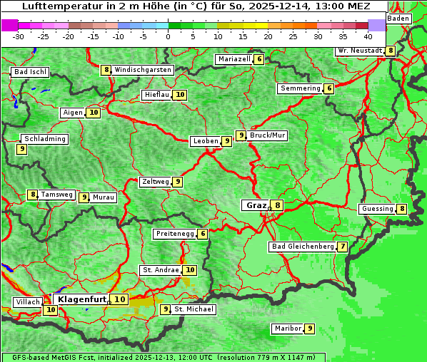 Temperatur, 14. 12. 2025