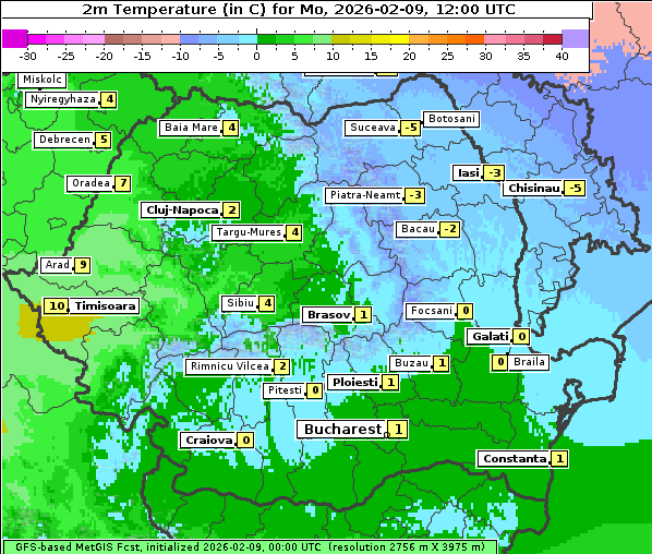 Temperatur, 9. 2. 2026