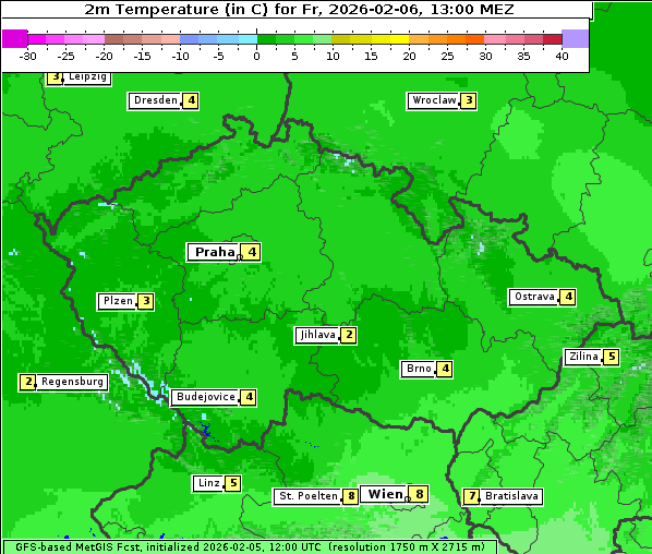 Temperatur, 6. 2. 2026