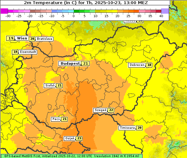 Temperatur, 23. 10. 2025