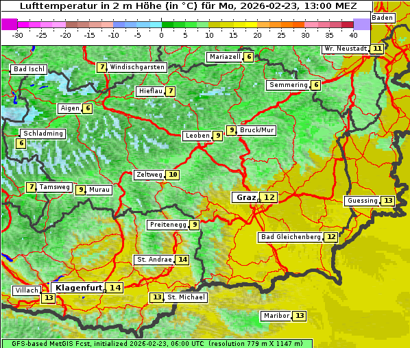 Temperatur, 23. 2. 2026
