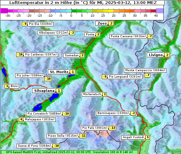 Temperatur, 12. 3. 2025