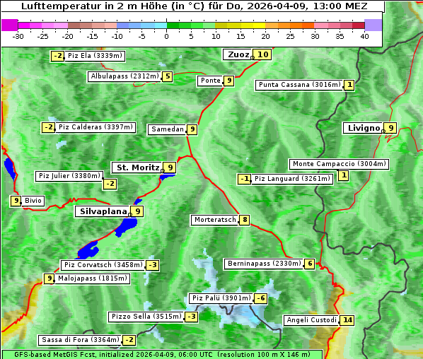 Temperatur, 9. 4. 2026